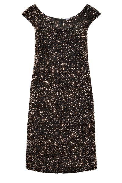 Yours London Zwarte Fluwelen Jurk Met Pailletten Size 42