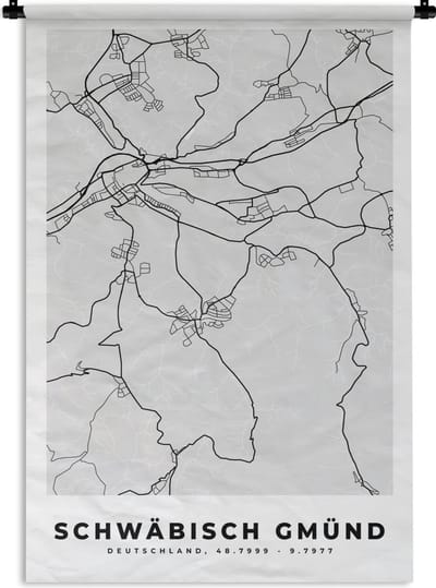 Wandkleed - Wanddoek - Schwäbisch Gmünd - Kaart - Stadskaart - Plattegrond - Duitsland - 120x180 cm - Wandtapijt