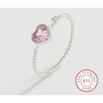 Mode Ringen voor Dames S925 Sterling Zilver Schitterende CZ Roze Hart Liefde Huwelijksgeschenk Vingers Sieraden Groothandel 6