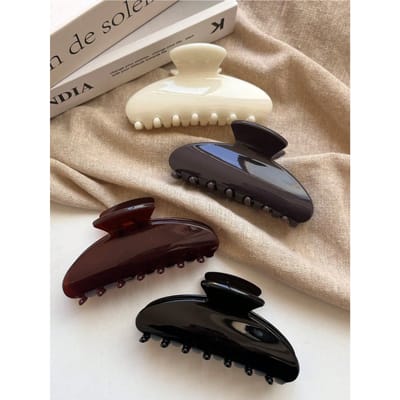 1 stuks Vrouwen Ovalen Vorm, Modieuze Veelzijdige High-End Elegante Eenvoudige Minimalistische Effen Kleur Haarklemmen, Geschikt Voor Dagelijks Uitje, Casual zwart