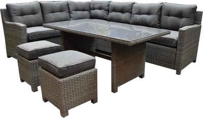 Valencia dining hoek loungeset 5-delig links antraciet wicker