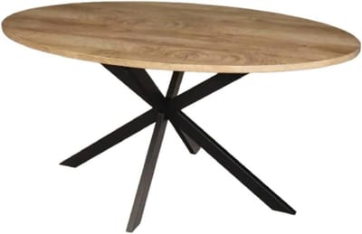 Eettafel ovaal - Eetkamertafel - Gezellig tafelen - Gemakkelijke montage - 160cm - Lichtbruin