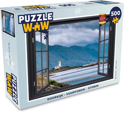 Puzzel Doorkijk - Vuurtoren - Storm - Legpuzzel - Puzzel 500 stukjes