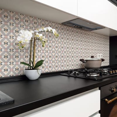 Zelfklevende tegelmuurstickers voor keuken en badkamer - 30 authentieke Flirion cementtegelstickers - 30 stickers 20x20cm