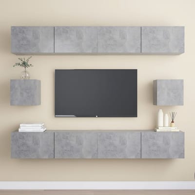 vidaXL - 6-delige - Tv-meubelset - bewerkt - hout - betongrijs
