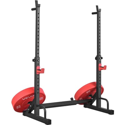 Rack de puissance Squat Rack, Rack de puissance pour salle de sport à domicile avec hauteur et largeur réglables, Équipement d'entraînement de musculation avec supports de rangement pour barre et crochets en J