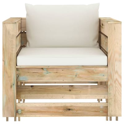 vidaXL - 2-delige - Loungeset - met - kussens - groen - geïmpregneerd - hout
