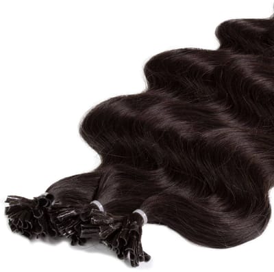 hair2heart Premium Extensions Echt haar Bondings Gegolfd - 25 strengen 0,8 g 40 cm 5/0 middenbruin