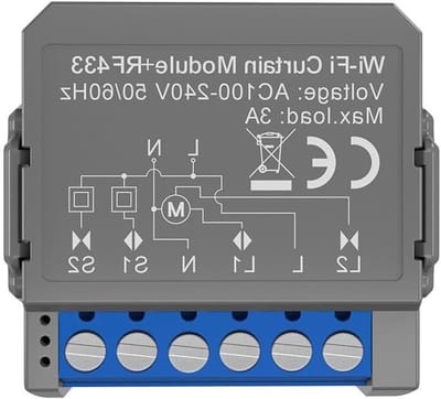 Gordijnschakelaar Module - Jaloezieën Bediening - Slim Huis - App en RF Bediening - 39mm Compact - Grijs