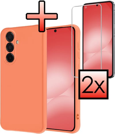 Hoesje - Met 2x Screenprotector - Geschikt voor Samsung Galaxy A56 - Sterk & Shockproof - Back Cover - Siliconen Case - Telefoon Hoes - Perzik
