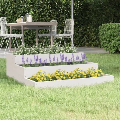 vidaXL - Plantenbak - 78x78x27 - cm - massief - grenenhout - wit