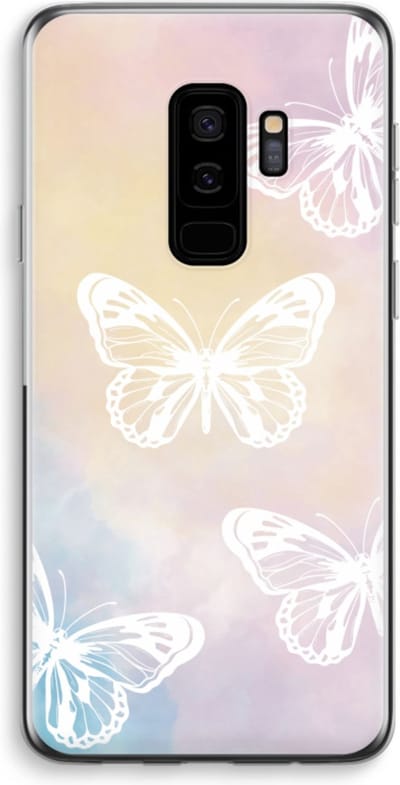Case Company® - Hoesje geschikt voor Samsung Galaxy S9 Plus hoesje - White butterfly - Soft Cover Telefoonhoesje - Bescherming aan alle Kanten en Schermrand