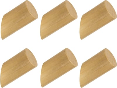 QUVIO Haakje - Set van 6 - Wandhaakjes - Haakjes - Kapstokhaakjes - Wandkapstok - Theedoekhouder - Handdoekhouder - Kapstok - Haakje voor badkamer - Haakje voor keuken - Hout - Met schroeven -Lichtbruin