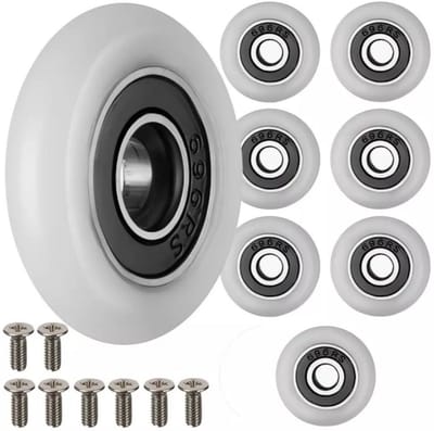Doucherollen met kogellagers – Set van 8 stuks met M4-schroeven