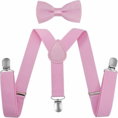 Elegante Bretels en Vlinderstrik Set voor Kinderen – Verstelbaar – Kerst Outfit – 1-4 Jaar – Roze