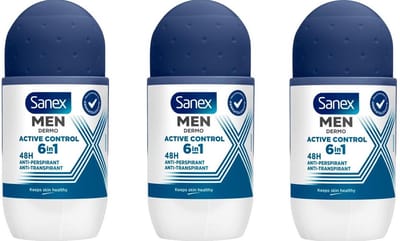 Sanex Men Active Control Anti Transpirant Deodorant Roller 50 ml - Voordeelverpakking 3 stuks