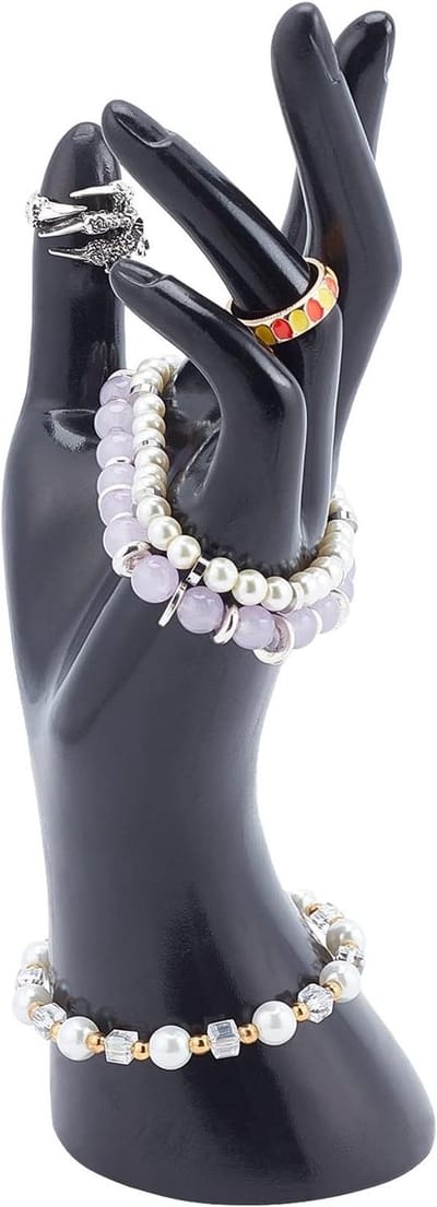 Ring Bracelet Display Stands voor Sieraden, Mannequin Hand Model voor Thuis en Winkel Organisatie, Zwart 3x3.5x8.8