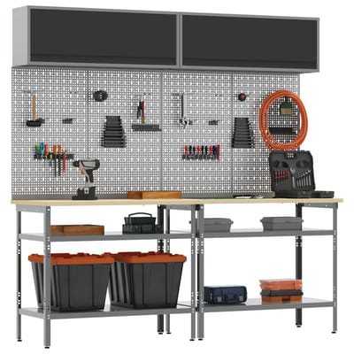 vidaXL - Werkbankset - 8 - st - Zwart - en - Grijs - Gepoedercoat - staal