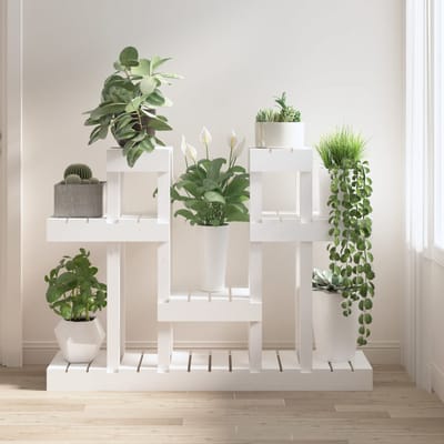 vidaXL - Plantenstandaard - wit - 104,5x25x77,5 - cm - massief - grenenhout
