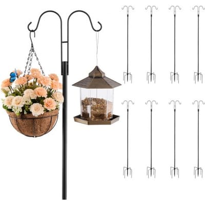 VEVOR Shepherd Hooks 8-pack, Shepherd Hooks 195 cm, dubbele tuinhaaklantaarnpaal, 1,9 cm dikke tuinhaken voor het ophangen van kolibrievoeders, plantenmanden, zonnelantaarns en windgongen
