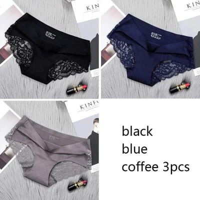Set/partij Naadloze DamesComfort Kanten Slipjes Uitgesneden Slipjes Set Ondergoed Lage Taille Vrouwen Sport Slipje Zacht Dames Lingerie Sexy XXL 65-75kg&set black