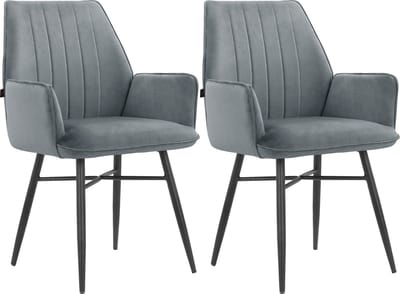 Anzo-Eetkamerstoel - 2 Pack - Grijs Fluweel