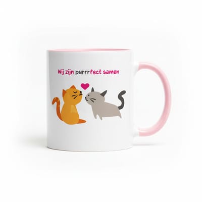 Wij Zijn Purrfect Samen – Schattige Katten Liefde Quote Koffiemok 330 ml
