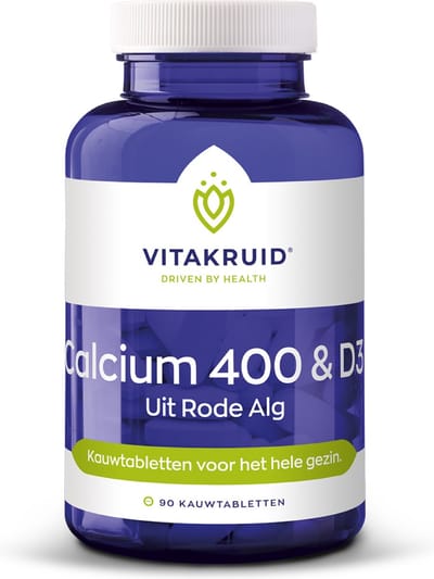 Vitakruid Calcium 400 & D3 uit duurzame Rode Alg Aquamin TG 90 Kauwtabletten