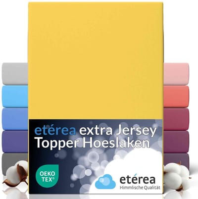 etérea Extra Jersey Hoeslaken 140x200 - 160x220 cm - Topper 10 cm - Oekotex - 100% katoen - Geel