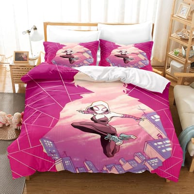 Spider-Man Gwen 3-delig 1 Dekbedovertrek Eén Delig Beddengoed Set Comforte Luxe Verfijnd Verjaardagscadeau 100% Polyester Huisdecoratie 220*240cm 3pcs