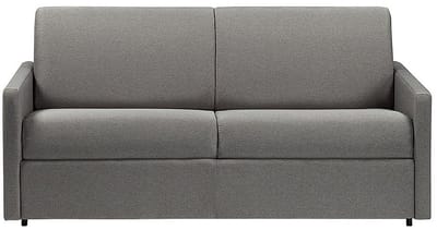 Vente-unique Driezitsslaapbank express van stof CALIFE - Licht grijs - Slaapoppervlak 140 cm - matras 18 cm