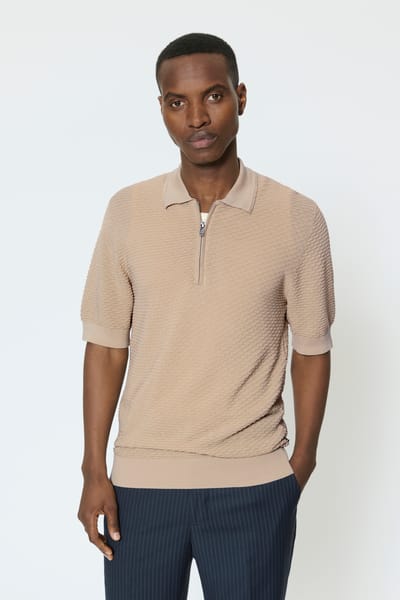 MATINIQUE Mapolo Knit Polo's & T-shirts Heren - Polo shirt - Beige - Maat M
