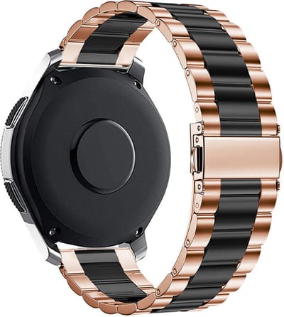 Strap-it Stalen schakel bandje 20mm - RVS bandje geschikt voor Xiaomi Amazfit GTS 1-2-3-4 / Bip / Bip Lite / Bip S / Bip U Pro / GTR 42mm - Huawei Watch GT 2 42mm / GT 3 42mm / GT 3 Pro 43mm - rosé goud/zwart