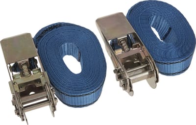 Spanriem 4,5m Blauw / Per 2 in blister - Spanband met ratel