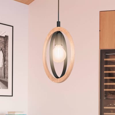 EGLO Basildon Hanglamp - E27 - 19 cm - Zwart/Bruin
