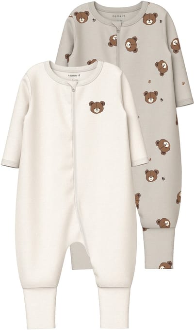 NAME IT - NBNNIGHTSUIT 2P ZIP FF PUMICE BEAR NOOS - Baby - Pyjamas
