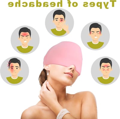 Koelkap voor Migraine en Hoofdpijn - Herbruikbaar Koelmasker voor Pijnverlichting, Stress, Spanning en Gezwollen Ogen, Roze