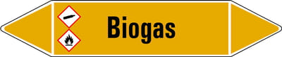 Biogas leidingmarkering op vel 75 x 17 mm - 8 per vel