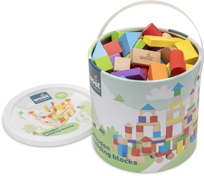 Woet® Houten Bouwblokken Set - 100-delige Blokkendoos - Educatief Speelgoed - Stimuleert Creativiteit - Vanaf 18 Maanden