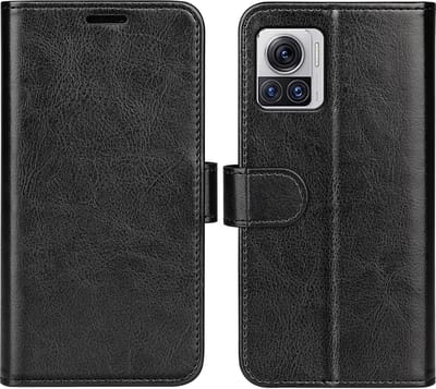 MobyDefend Hoesje - Geschikt voor Motorola Edge 30 Ultra - Wallet Book Case (Sluiting Achterkant) - Zwart