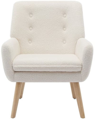 Vente-unique Fauteuil van witte boucléstof SERINO