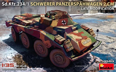 MiniArt Modelbouwpakket Militaire voertuigen - 35413 Sd.Kfz.234/1 Zware Pantserverkenningswagen (2 cm) Late Model - Militair Voertuig Plastic - 1:35 - Modelbouw