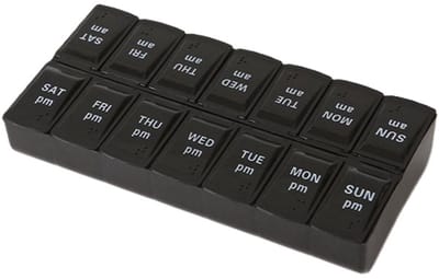 Pillendoosje I Pillendoos I Medicijn Doosje I Pil Box I Zondag t/m Zaterdag I 2 Weken I 14 dagen I Zwart