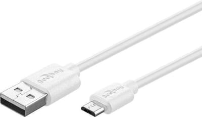 Goobay Fast Charging USB naar USB Micro B kabel - tot 2,5A - USB2.0 / wit - 1 meter