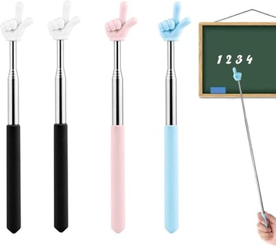 Telescopische Aanwijsstok - Presentatie Stick - Lesgeven Klaslokaal - Uitschuifbaar Roestvrij Staal - Compact Handzaam - Zwart Roze Blauw