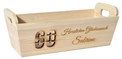 Cadeaumand met Hengsels - Personaliseerbaar Geschenkmand voor Verjaardagen en Jubileums - Houten Geschenkdoos met Individuele Gravure