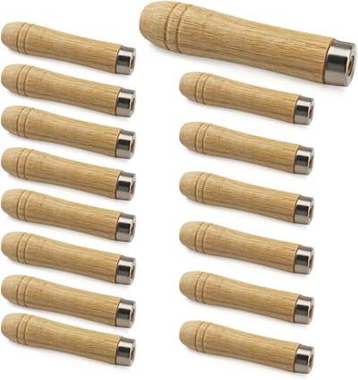 Houten Vijlhandvat met Sterke Metalen Kraag voor Houtbewerking en Gereedschap Onderhoud, 6 mm Gat, Lengte 105 mm, Set van 15 Stuks