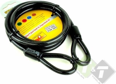 Geisoleerde Staalkabel 1.5 mtr x 8 mm, fietsslot, brommerslot, motorslot 1.5 meter x 8mm