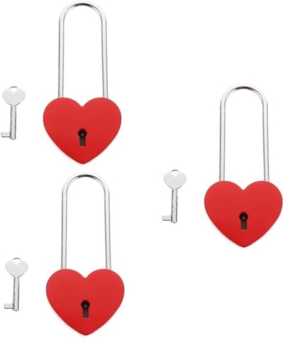 Hartvormig hangslot - Mini slot - Bagage beveiligen - Romantisch ontwerp - 3 stuks - Rood