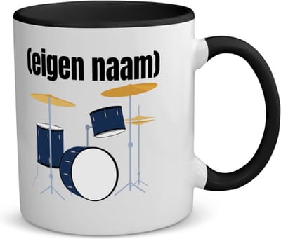 Akyol - drumstel met eigen naam koffiemok - theemok - zwart - Drummen - muziek liefhebbers - drummers - verjaardag - cadeau - kado - - 350 ML inhoud